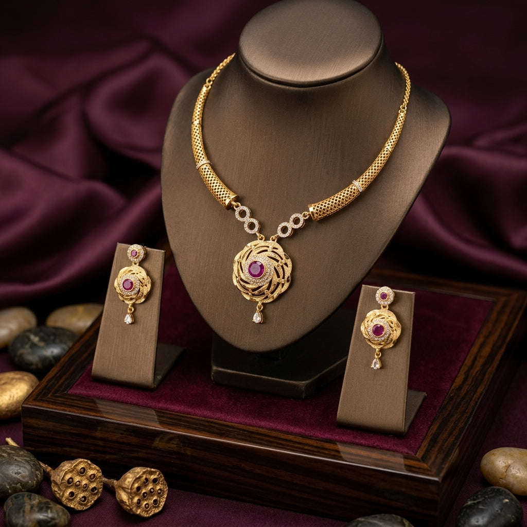 Apex Gold plated Necklace | 22kt gold plated GLITZORA