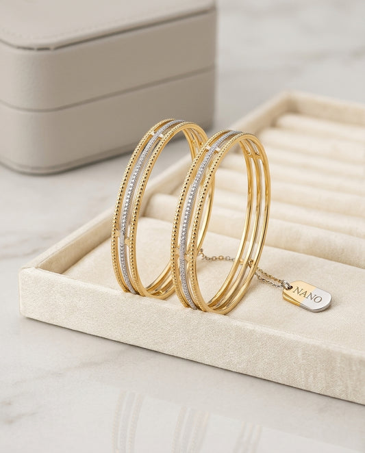 Lined Rodium Women's Bangles