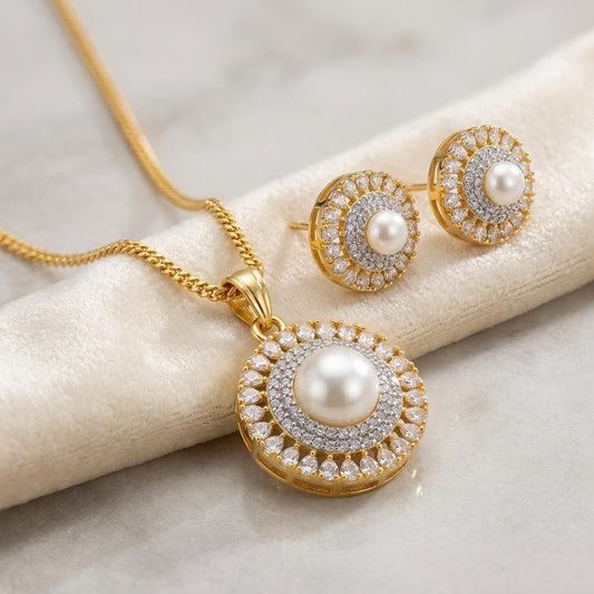 Zerconia Gold Plated Pendant Set