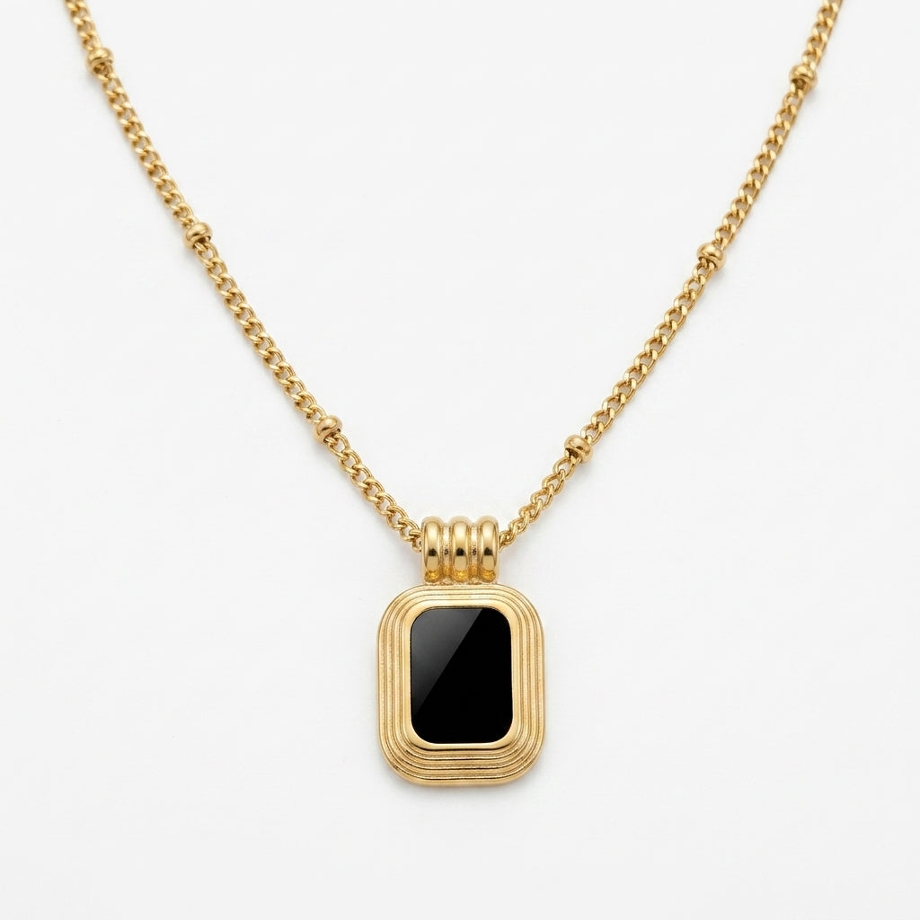Royal Black Stone Pendant GLITZORA