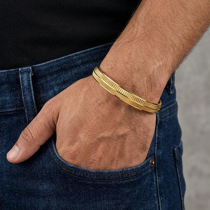 Apex Men's Gold Kada GLITZORA