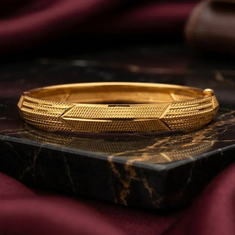 Arrow Men's Gold Kada | 22kt Gold plated GLITZORA