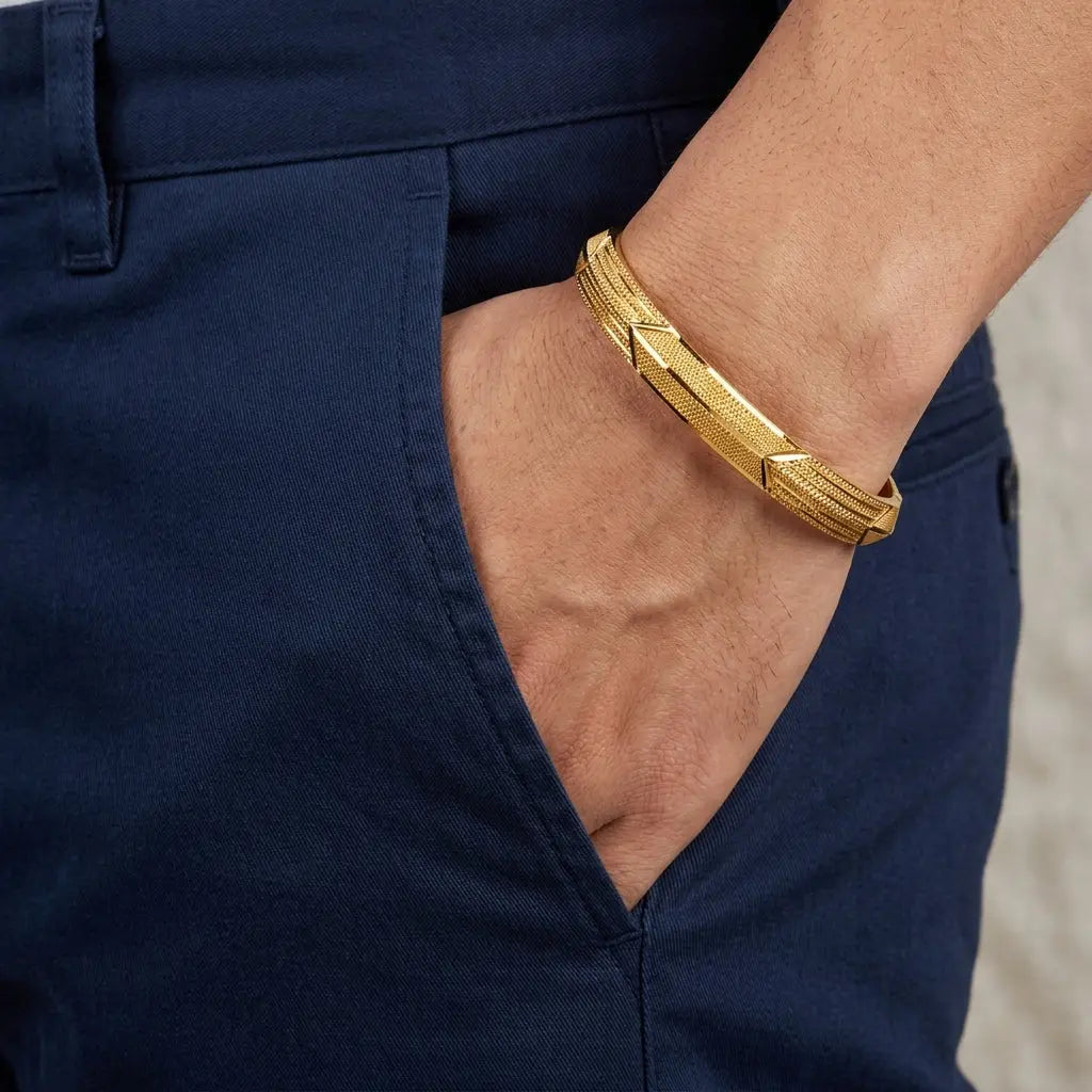 Arrow Men's Gold Kada | 22kt Gold plated GLITZORA