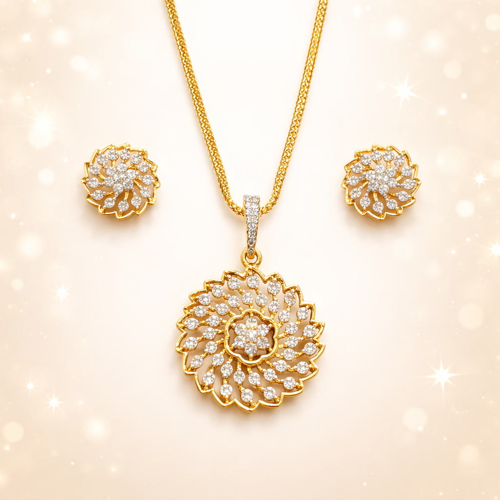 Round cut Necklace set