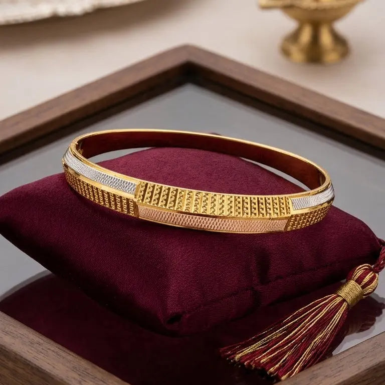 Dual Tone Rodium Kada | 22kt gold plated GLITZORA
