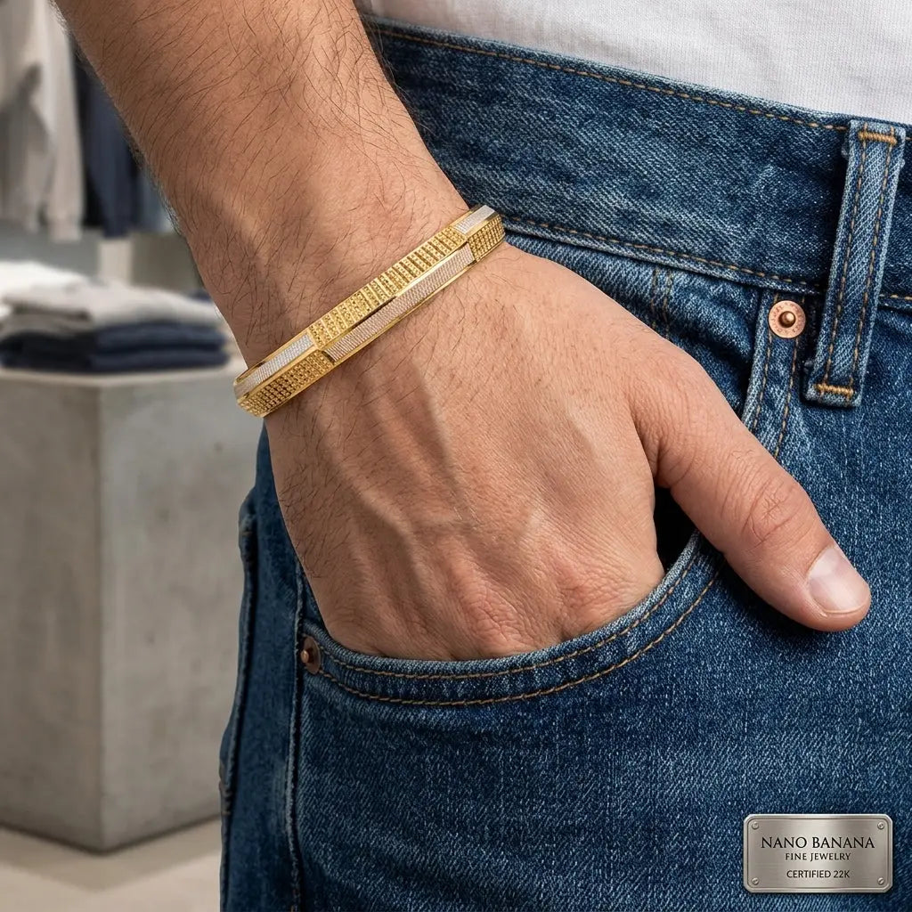 Dual Tone Rodium Kada | 22kt gold plated GLITZORA