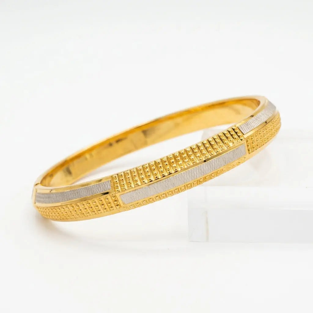 Dual Tone Rodium Kada | 22kt gold plated GLITZORA