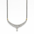 Delicate necklace with a central pendant on a white background