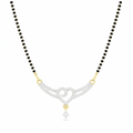 Necklace with black beads and a silver and gold clasp on a white background