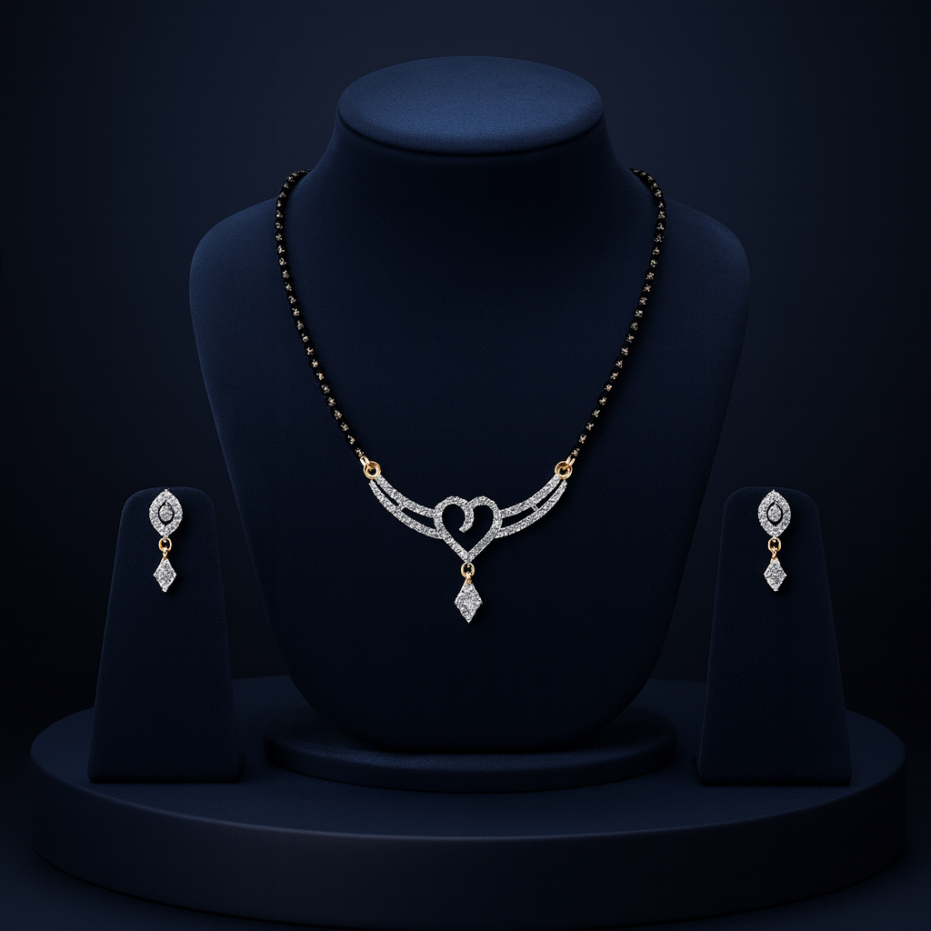 Jewelry set with necklace and earrings on a dark background