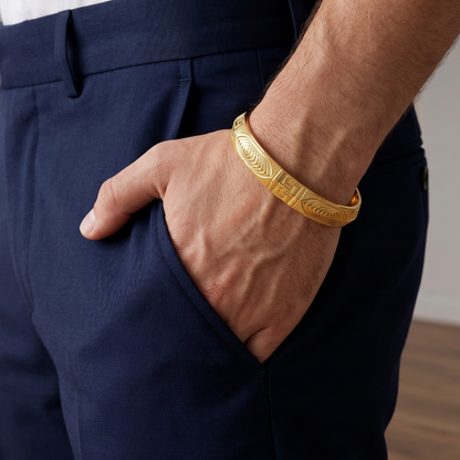 Titan Curve Men's Kada | 22kt gold plated GLITZORA
