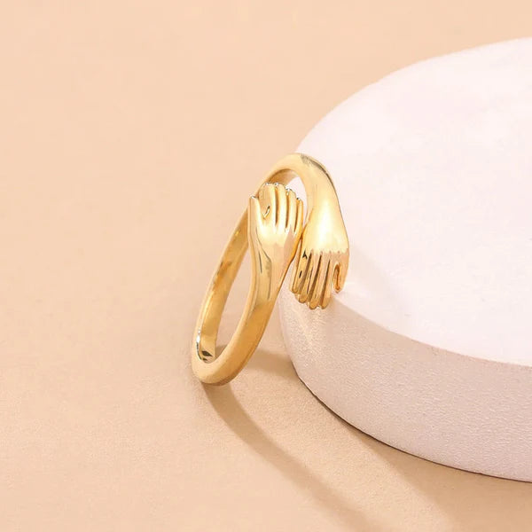 Gold-Plated Hug Shaped Adjustable Hug Day Ring