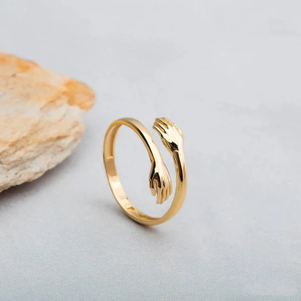 Gold-Plated Hug Shaped Adjustable Hug Day Ring