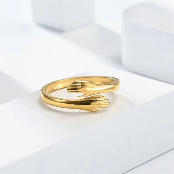 Gold-Plated Hug Shaped Adjustable Hug Day Ring