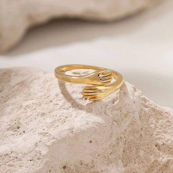 Gold-Plated Hug Shaped Adjustable Hug Day Ring