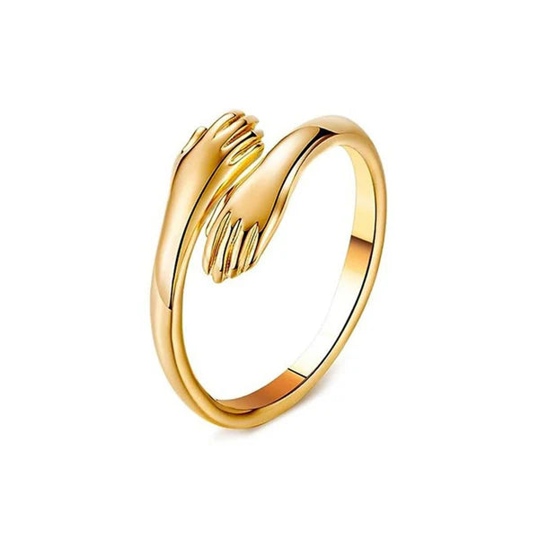 Gold-Plated Hug Shaped Adjustable Hug Day Ring