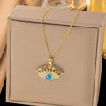 Gold Plated Anti Tarnish Stainless Steel Evil Eye Themed Multicolor Pendant