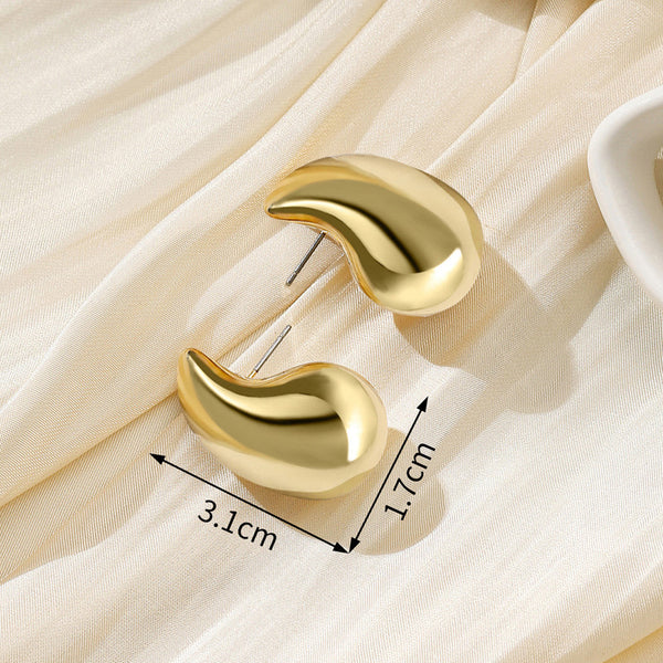 Gold Plated Glossy Chunky Dome Drop Earrings