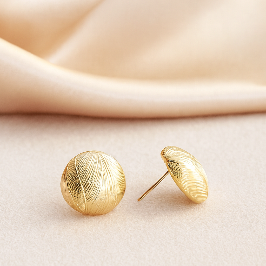 Gold Textured Ball Earrings