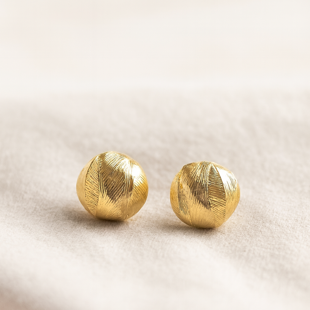 Gold Textured Ball Earrings