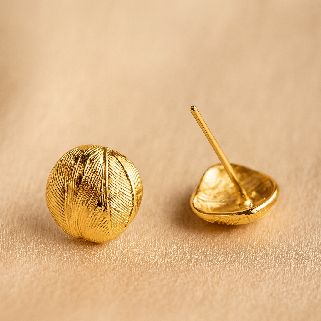 Gold Textured Ball Earrings