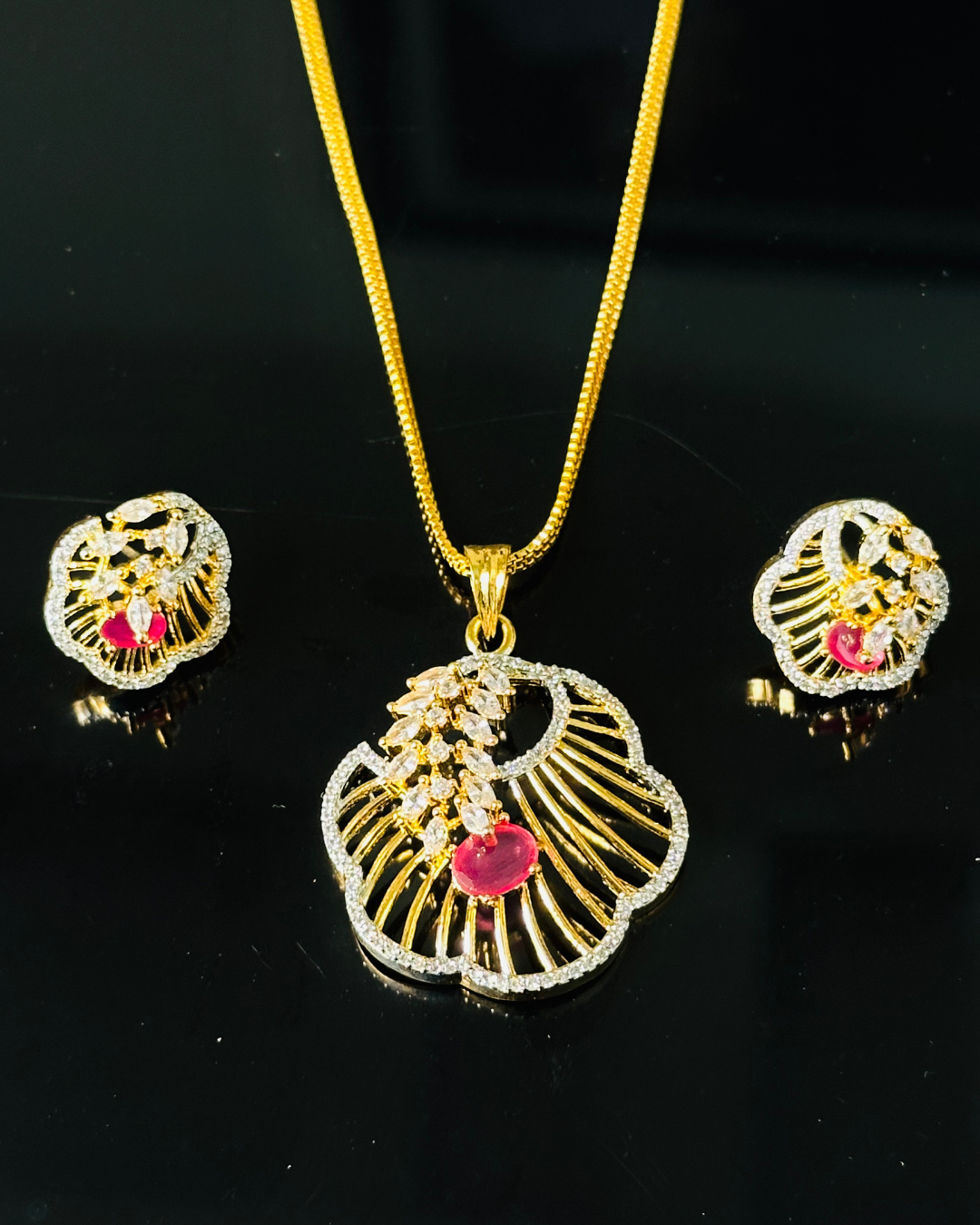 Golden Blossom Ruby Set