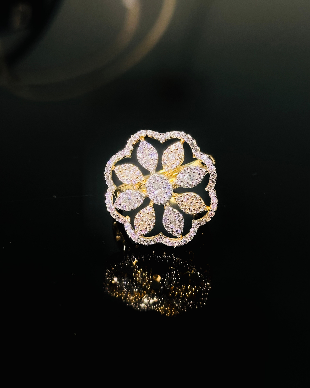 Golden Petal Sparkle Ring