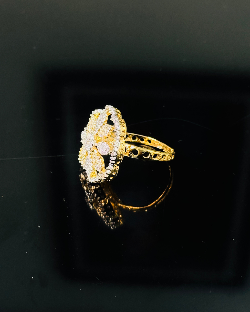 Golden Petal Sparkle Ring