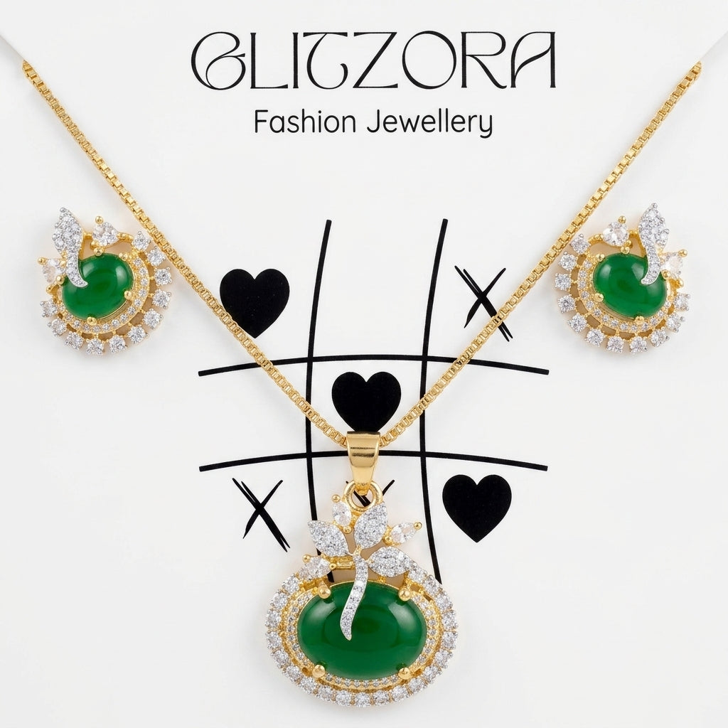 Green flower pendant set GLITZORA
