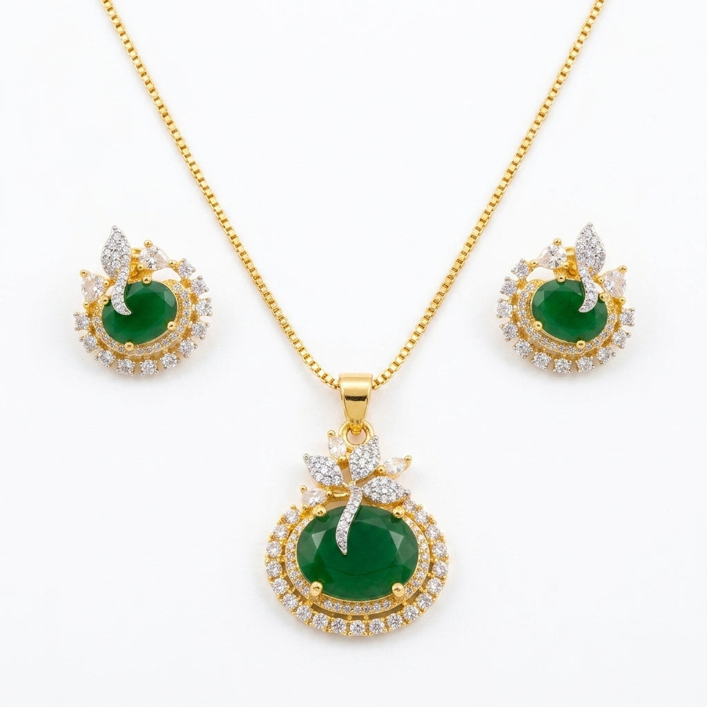 Green flower pendant set GLITZORA