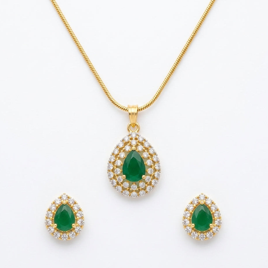 Green stone pendant set GLITZORA