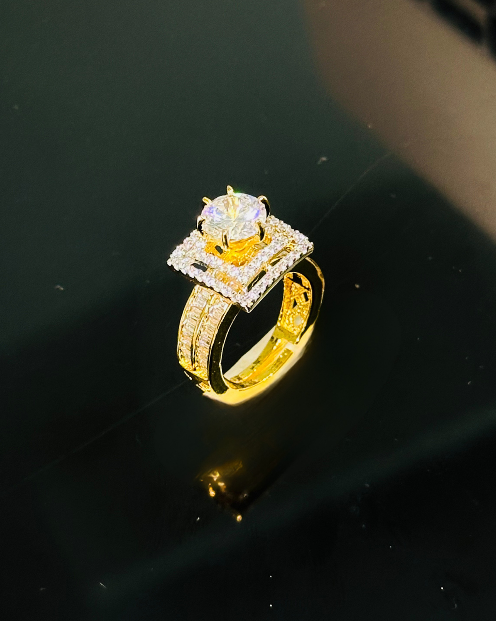 Halo Solitaire Gemstone Ring