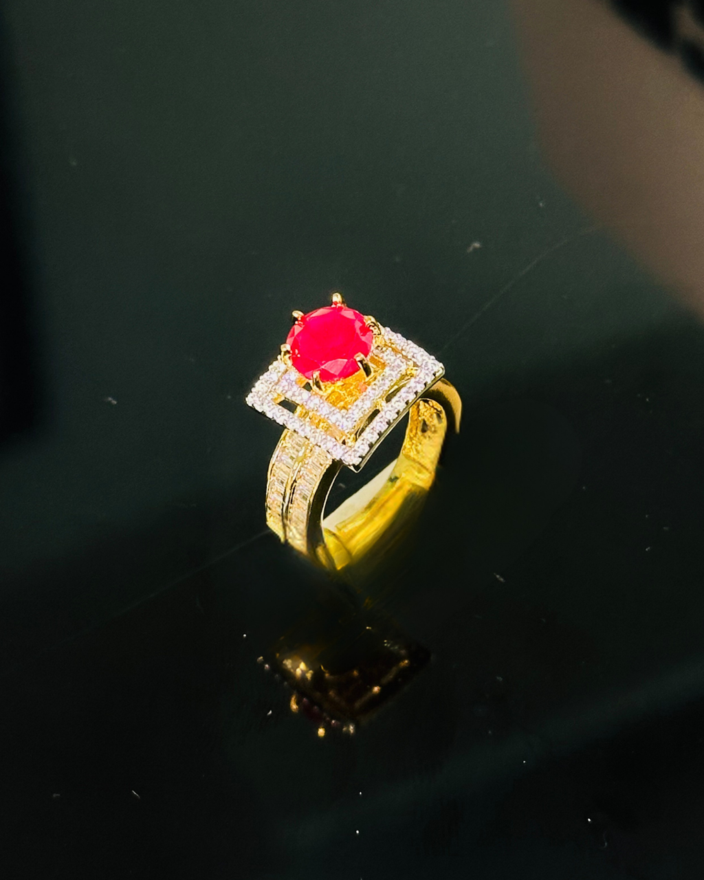 Halo Solitaire Gemstone Ring