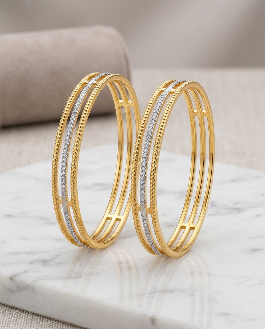 Lined Rodium Women's Bangles GLITZORA