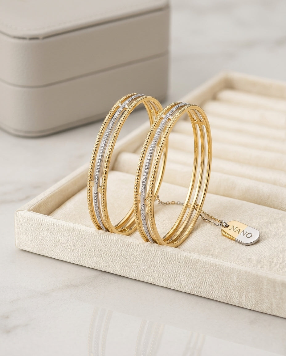 Lined Rodium Women's Bangles GLITZORA