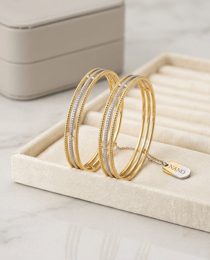 Lined Rodium Women's Bangles GLITZORA