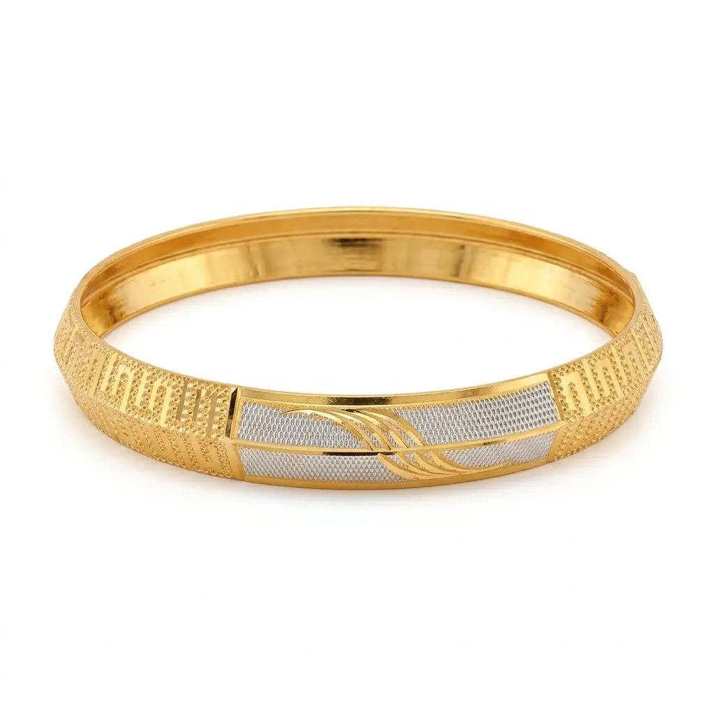 Lined Apex men's gold kada GLITZORA