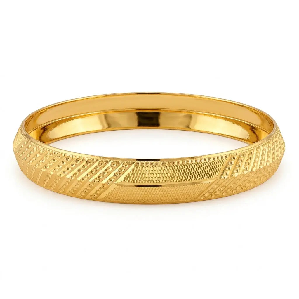 Matrix Lined Gold Kada | 22kt gold plated GLITZORA