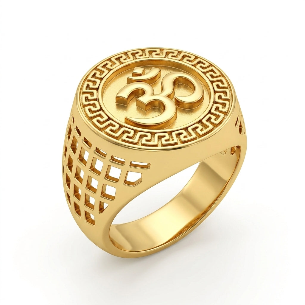 OM Men's Ring |22kt gold plated GLITZORA