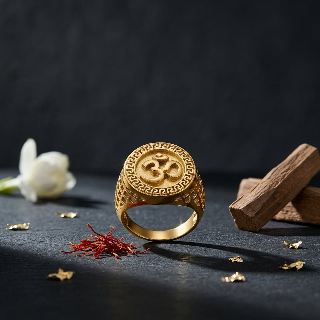 OM Men's Ring |22kt gold plated GLITZORA