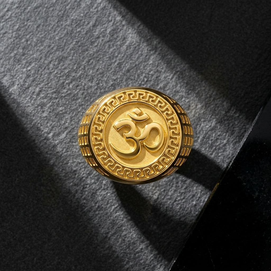 OM Men's Ring |22kt gold plated GLITZORA