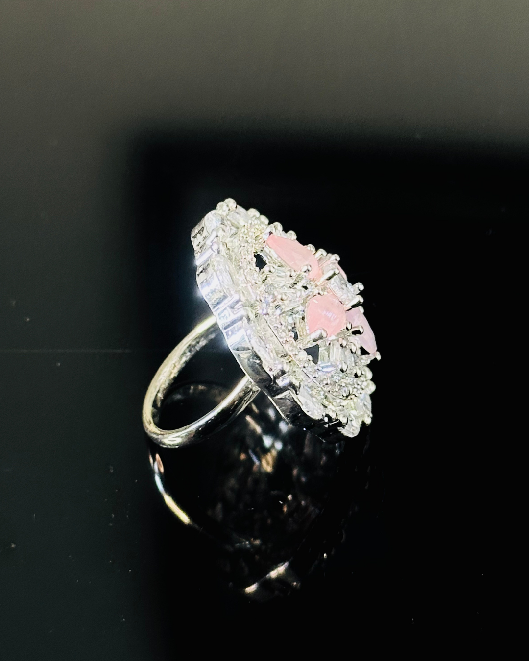 Pink Petal Halo Sparkle Ring