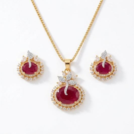 Red flower pendant set GLITZORA