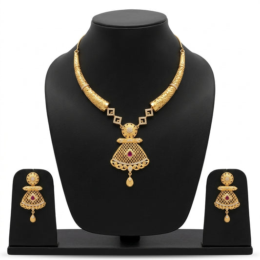 Red stone Gold plated necklace