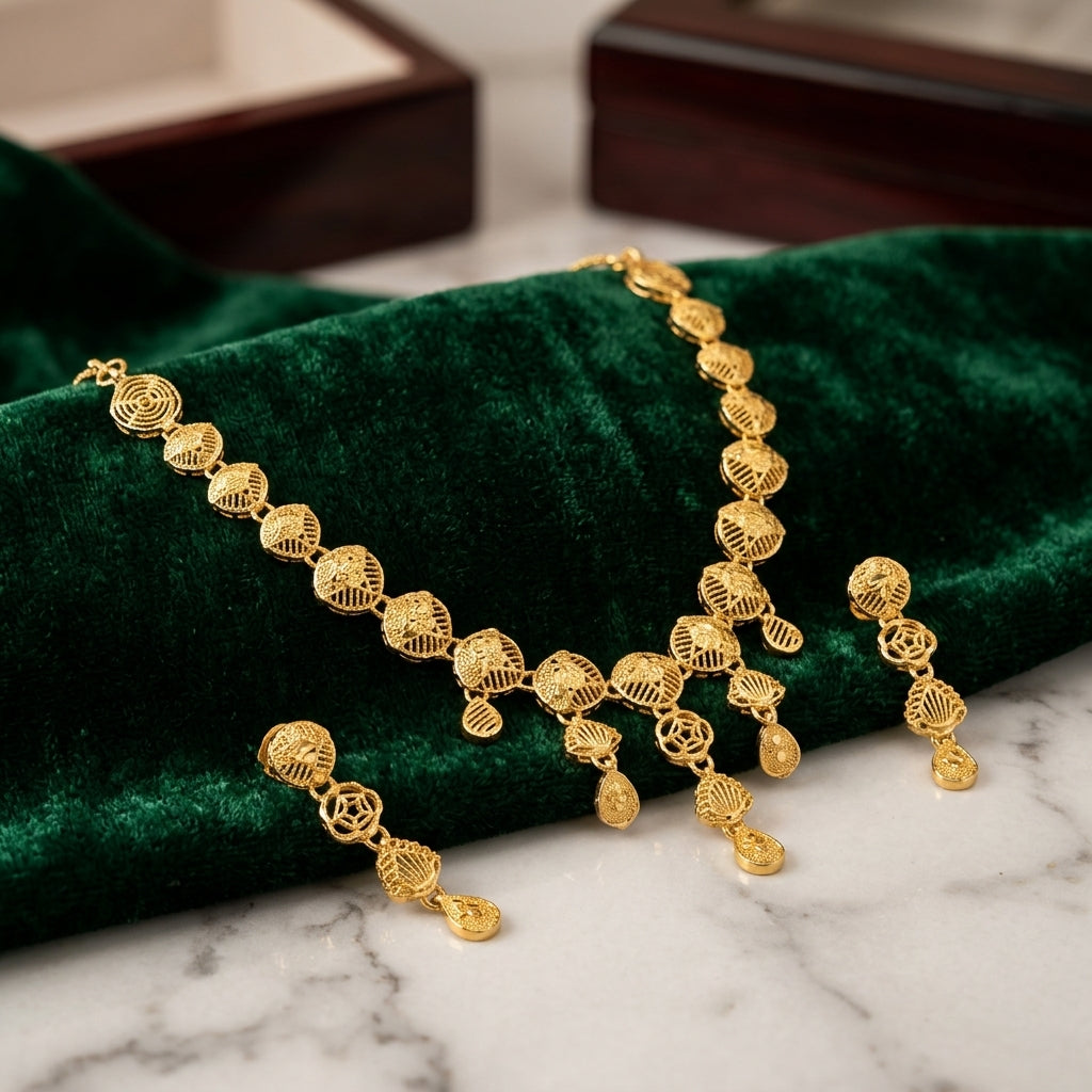Rina Turkish Necklace | 22kt gold plated GLITZORA
