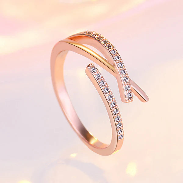 Rose Gold Plated American Diamond Korean Ring