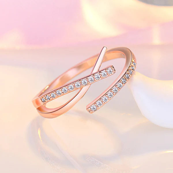 Rose Gold Plated American Diamond Korean Ring