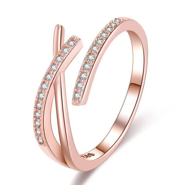 Rose Gold Plated American Diamond Korean Ring