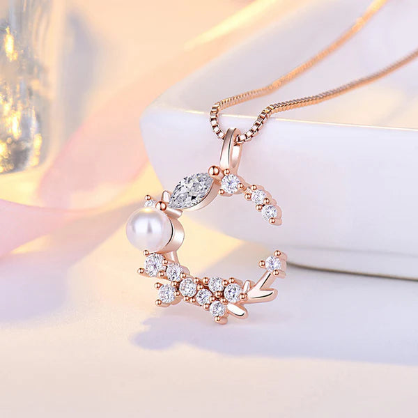 Rose Gold Plated Moon Shape Korean Pendant