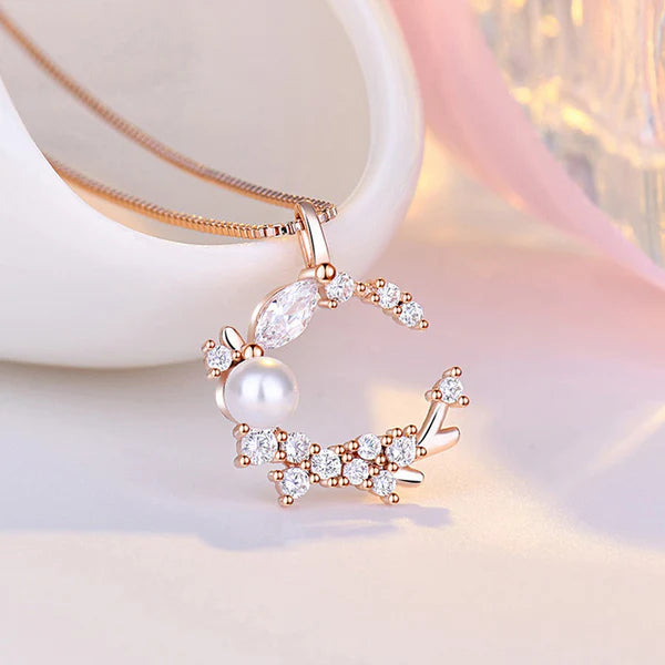 Rose Gold Plated Moon Shape Korean Pendant